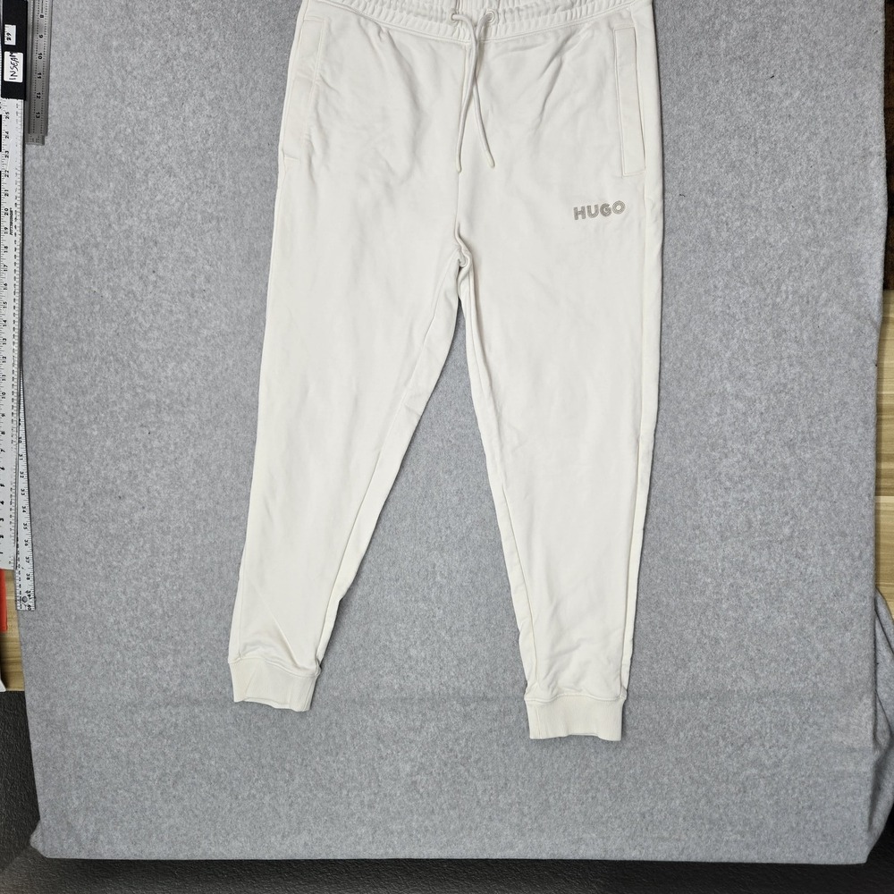 HUGO Men Pants XL White Drocher Jogger Logo 30" Inseam